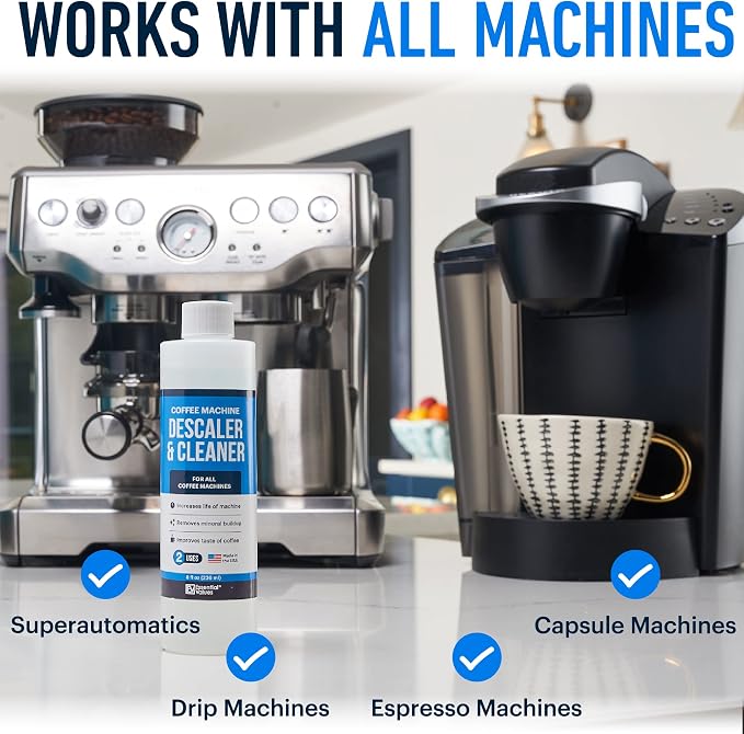 Essential Values Universal Descaling Solution, Made in the USA for Delonghi, Keurig, Breville,Nespresso (8 Uses) Coffee Machine Descaler Cleaner for all Automatic Coffee Makers & Espresso Machines