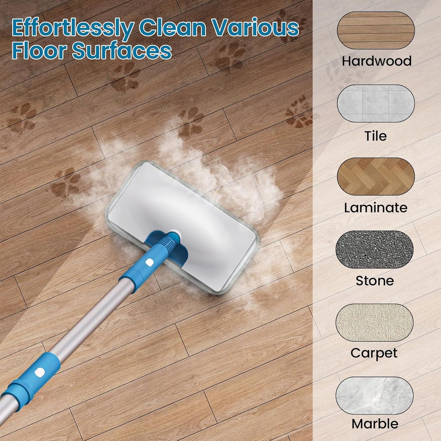 13-in-1 Steam Mop, Handheld Steam Cleaner for Home and Floor Cleaning, Floor Steamers for Hardwood and Tile with Attachments, Electric Mop for Grout Laminate Couch Clothes Carpet, Corded