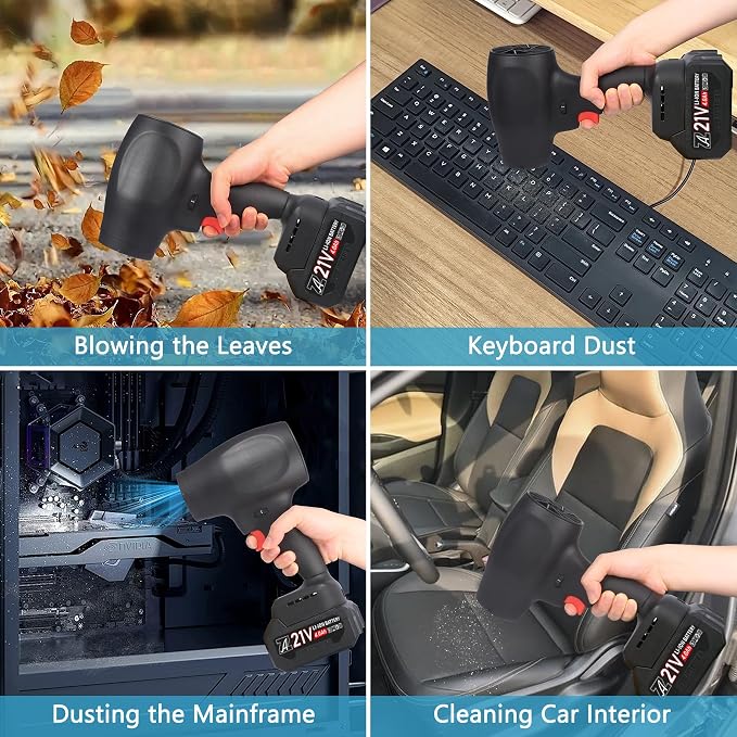 mini Cordless Dry Blower Small Leaf Blower Turbo Blades,130000RPM with 1 Battery,for Blowing dust Leaves Keyboards mainframes car Indoor Outdoor Lightweight