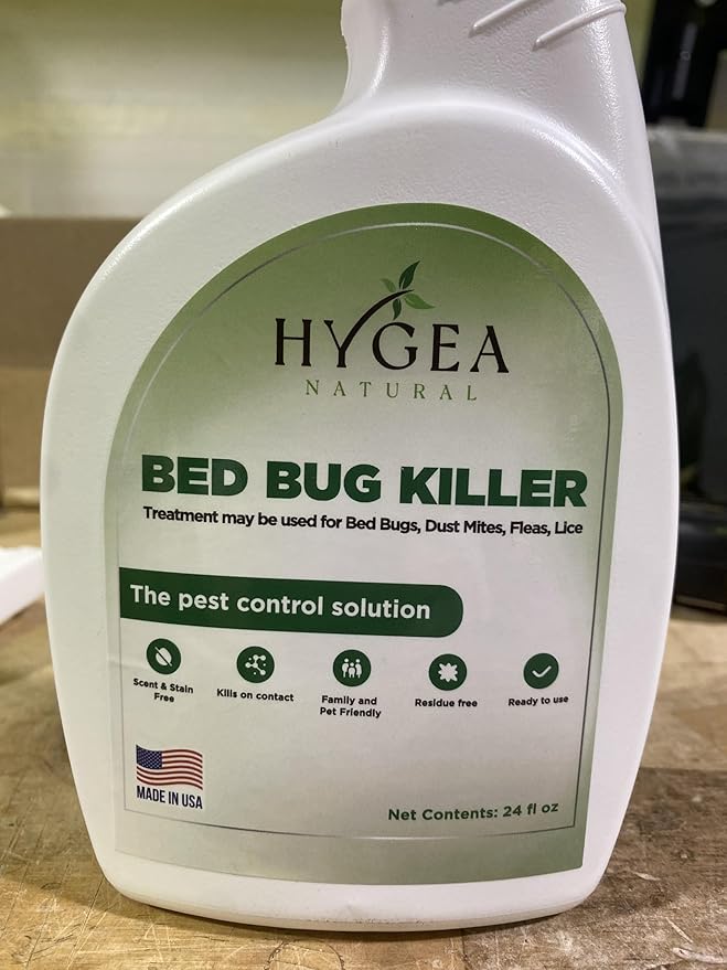 Hygea Natural Lice, Mite, and Bed Bug Killer Natural Spray - Child & Pet Friendly - Immediate Results - Stain & Odor Free (24 Ounce)
