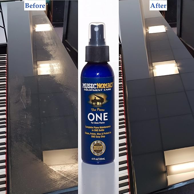MusicNomad Complete 3 pc. Care Kit for Gloss Pianos - Cleaner, Polish, Cloth (MN132)
