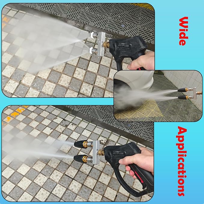 Dual Turbo Nozzle Pressure Washer and Dual Pressure Washer Tips 2-in-1,with 2 PCS 360°Rotating Turbo Nozzle,2 PCS Nozzle Tips,4000 PSI,1/4 Inch Quick Connect pressure washer accessories