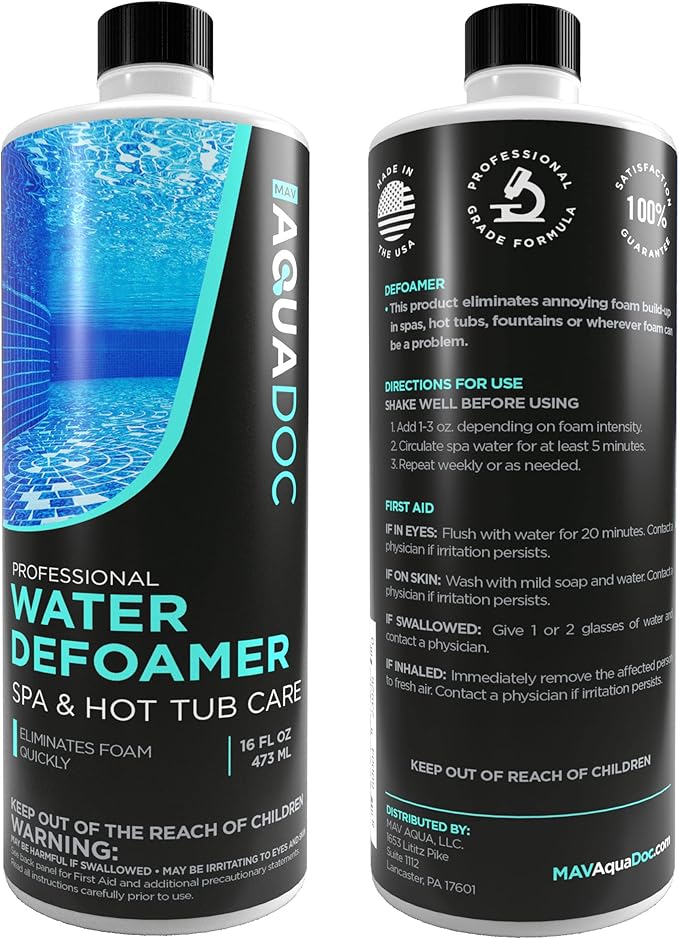 Hot Tub Defoamer - Spa Defoamer for Hot Tub Owners 16oz, Spa Anti Foam to Keep Foam Down, HotTub Chemicals Made in The USA - AquaDoc