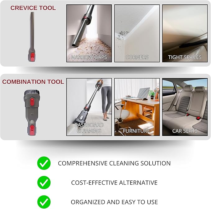 8PCS Vacuum Attachments Accessories for Dyson V7 V8 V10 V11 V15 Gen5 Cleaners– Replacement Brushes Kit with Mattress Brush, Flexible Hose, Crevice Tool, Traceless Dust Brush, and Attachment Holder