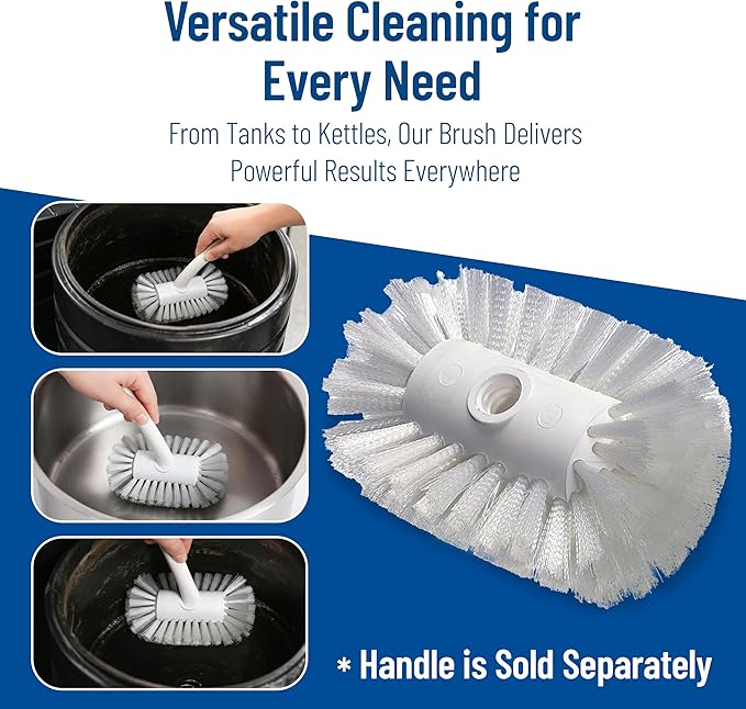SPARTA Spectrum 7.5" Tank and Kettle Brush Head with Flared Nylon Bristles, 5.5" Diameter, 3/4-5 ACME Compatible, Commercial Cleaning Head Only, 7.5 Inches, White
