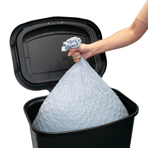 Glad Premium 20 Gallon Trash Can with Clorox Odor Protection | Plastic Kitchen Waste Bin | Hands Free with Stainless Steel Foot Pedal and Garbage Bag Rings, Black