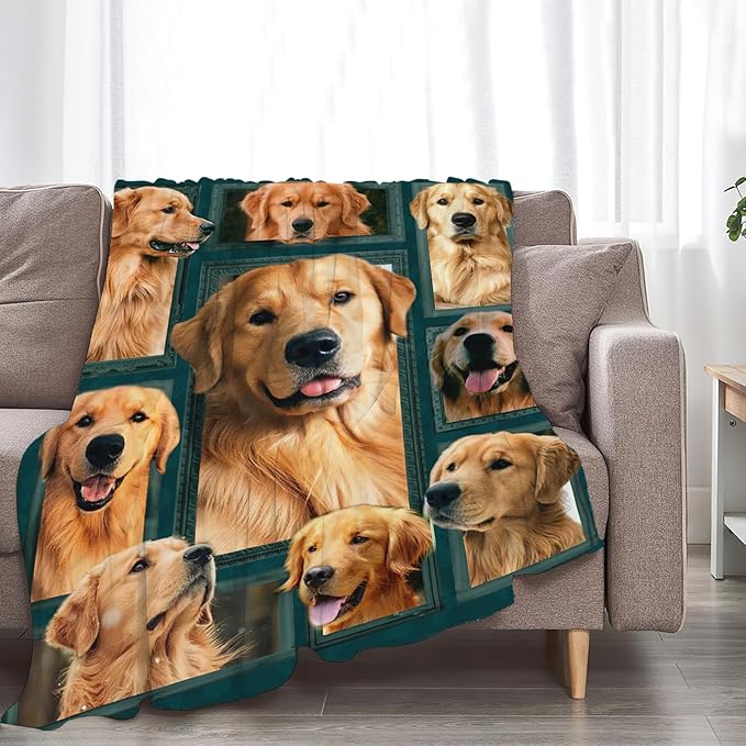 Tijuboni Golden Retriever Throw Blanket Dog Gifts for Girls Boys Women Men Kids Adults Soft Flannel Fleece Blanket for Couch Sofa Bed Home Decor 50"x60"