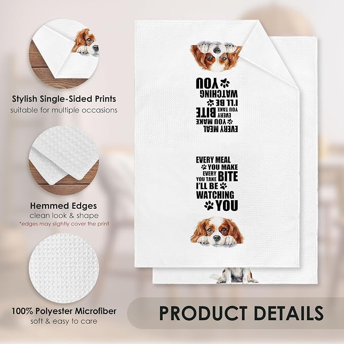 Cavalier King Charles Spaniel Kitchen Towel Gifts for Dog Lovers Decorative Set of 2, Cavalier King Charles Spaniel Dish Towels Dishcloths Tea Towels Hand Towel for Kitchen Bathroom Decor 16x24