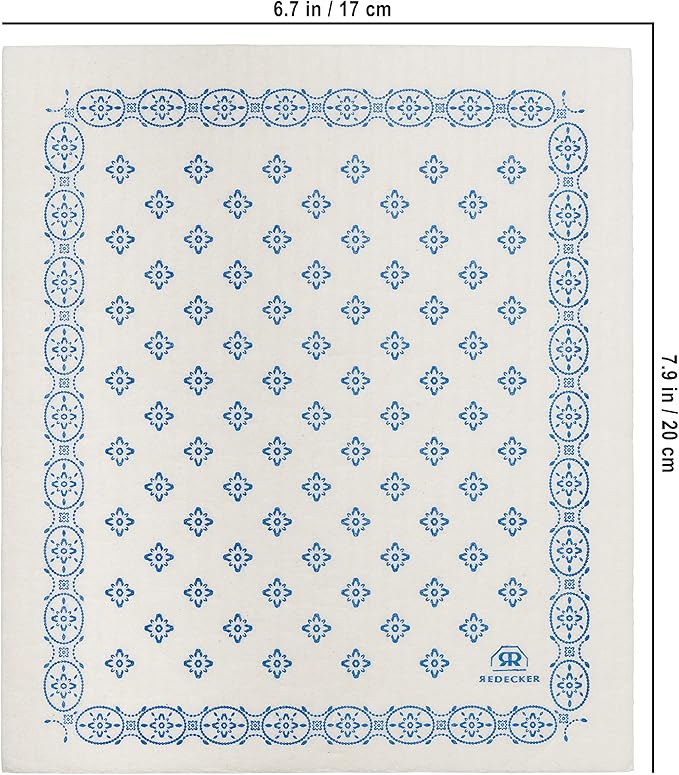 Redecker Reusable Cellulose Dishcloth, Set of 2, Eco-Friendly and Biodegradable Sponge Cleaning Cloths, Machine Washable, Durable, Absorbent, No Odor, Made in Germany