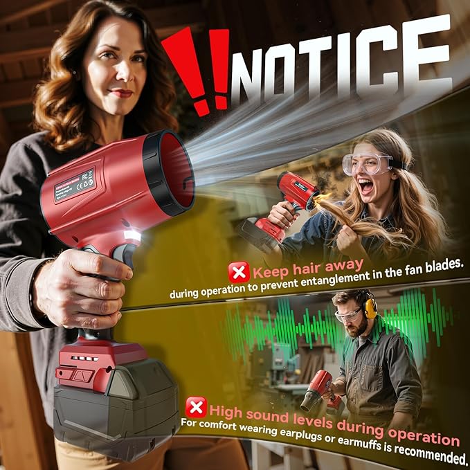 800,000 RPM Leaf Blower Compatible with Milwaukee 18V: Ecarke Cordless Dust Blower, Electric Turbo Jet Blower Handheld Battery Powered with Brushless Motor for Patio Garden Lawn (No Battery)
