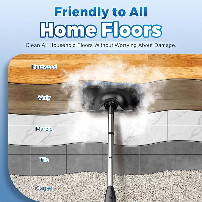 Fast Heating & Heavy Duty Detachable Steam Mop Cleaner with 17 Accessories, Dual-Speed Control 260°F High-Temperature Floor Steam Mop, Power Steady Steam Cleaner for All Floors|Windows|Tile|Grout|Home