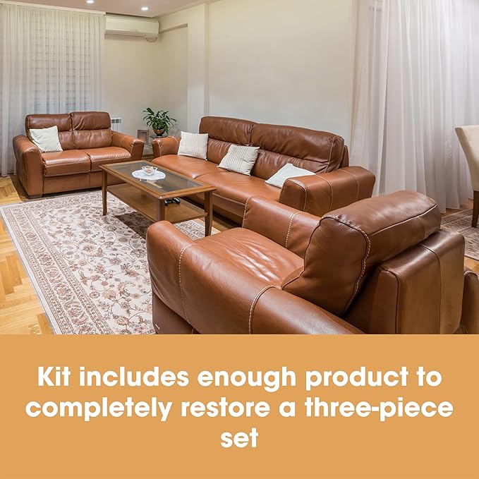 Furniture Clinic Leather Complete Restoration Kit | with Leather Recoloring Balm, Cleaner, 2-in-1 Protection Cream & Conditioner, Sponge, and Cloth | Repair Kit for Furniture (Black)