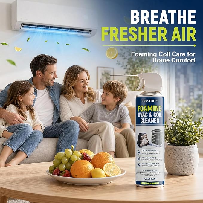 Foaming AC Coil Cleaner: No-Rinse Deep Cleaning Spray for Evaporator and Condenser Coils for Routine Household Air Conditioner Coil Maintenance and Airflow Support - 19 Oz
