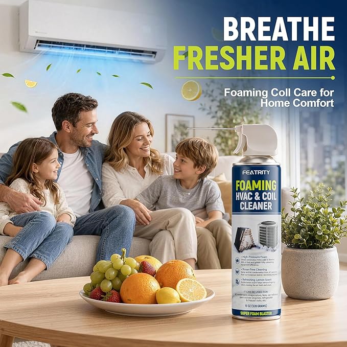 Foaming AC Coil Cleaner: High-Performance No-Rinse Foam Formula Deep Cleaning for Evaporator and Condenser Coils Household Air Conditioner Maintenance for Homeowners - 19 Oz