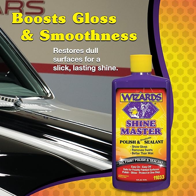Wizards Tire and Wheel Vinyl Shine & Shine Master Polish & Sealant - Dressing, Protectant Spray - Cleans, Polishes, and Seals Paint