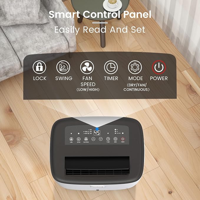 Yaufey 150 Pints Dehumidifier for Home, Basement and Large Room up to 8000 Sq. Ft., with Drain Hose, Timer, Intelligent Humidity Control and Large Water Tank