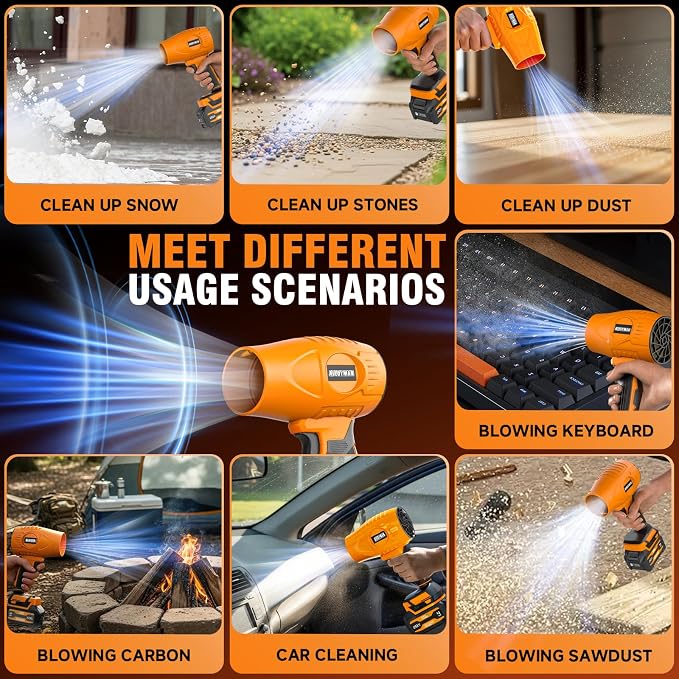ALLOYMAN Leaf Blower Cordless 20V, 400 CFM 180MPH Electric Leaf Blower with Battery and Charger, Lightweight Handheld Blower with Adjustable Speed for Lawn Care, Yard, Patio, Leaves and Dust