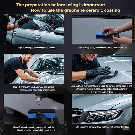 20H Advanced Graphene Ceramic Coating for Cars, Motorcycles & Boats - Self-Cleaning Effect, Ultra-High Gloss, Long-Term Protection (60mL) - Car Detailing Kit