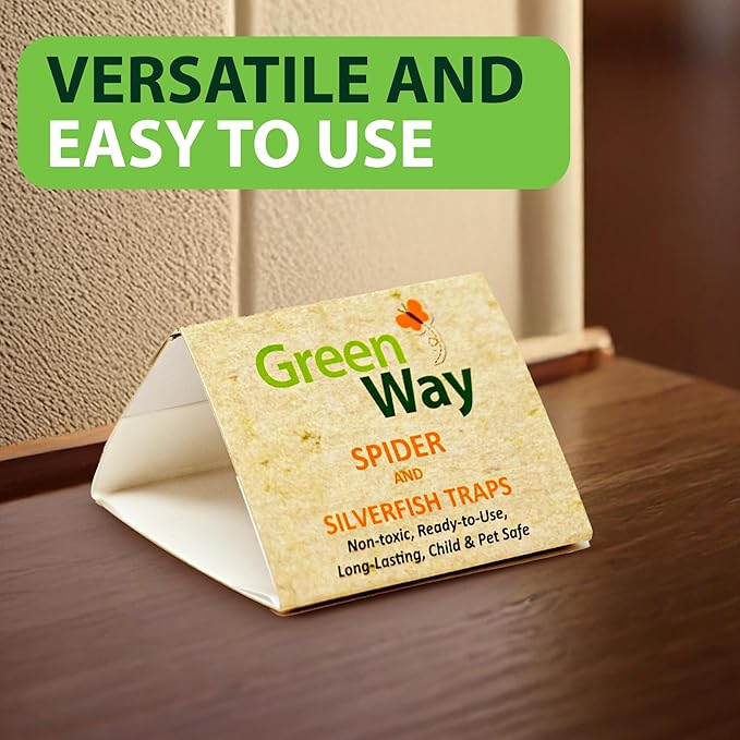 Greenway Silverfish and Spider Traps, Non-Toxic Indoor with High-Strength Glue for Safe, Effective Home Protection, 2 Packs (Includes 12 Traps)