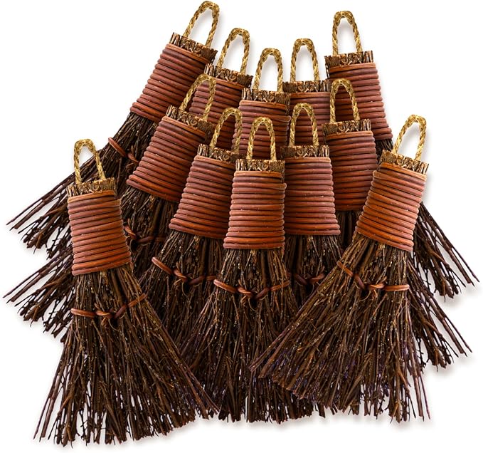 Cinnamon Broom - Cinnamon Scented 6in (12 Pack) Mini Broomsticks - Decorative Broom for Door Protection