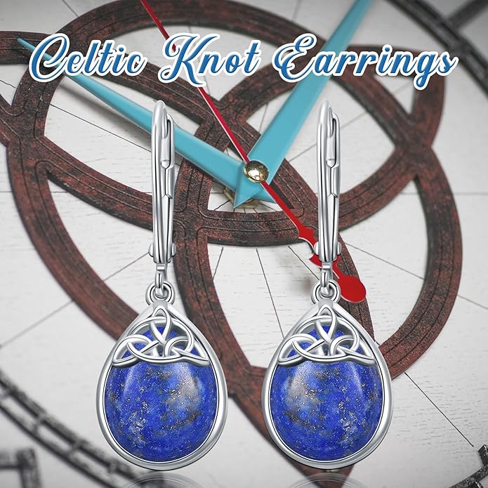 PELOVNY Celtic Knot Filigree Earrings for Women 925 Sterling Silver Moss Agate/Birthstone Infinity Earrings Birthday Christmas Jewelry Gifts for Mom Daughter Wife Sister