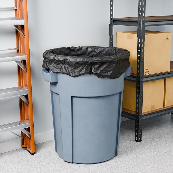 PERK Black 45 Gallon Trash Bag, Low Density 1.1 Mil