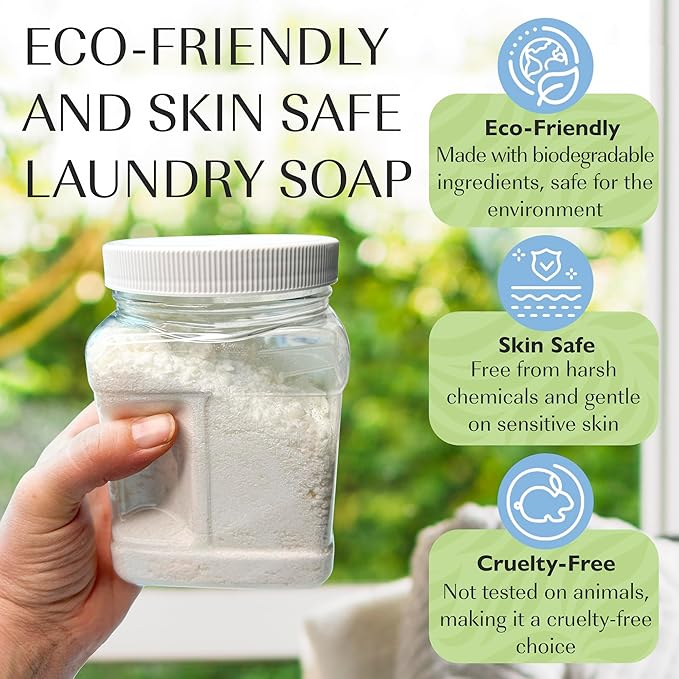 Natural Laundry Detergent Soap | Hypoallergenic Deep Cleaning Washing Powder | Eco-Friendly, Safe, and Effective with BORAX, SODA ASH, EPSOM SALT, BAKING SODA and CASTILE SOAP (65 Loads)