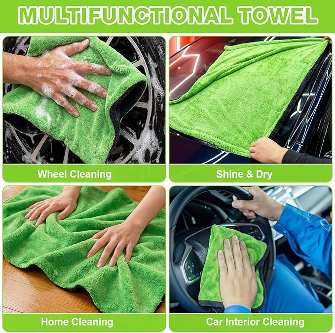 Boao 2 Pack Car Drying Towels 48"x24" Extra Large Microfiber Towels for Cars 1400gsm Super Absorbent Car Detailing Drying Towel Streak Free Lint Free No Water Spots Double-Twist Pile