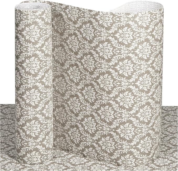 Drawer and Shelf Liner, Non-Slip Kitchen Cabinet Liners Non-Adhesive Thick Strong Grip Waterproof Washable Mats Protect Dresser Shelves Cupboard Bathroom Cabinets, Boho: Beige, 24 in X 30 FT