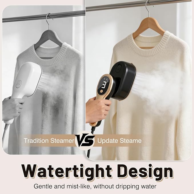 2-in-1 Handheld Steamer for Clothes, 110ml Large Tank Portable Travel Garment Steamer with 3 Adjustable Steam Settings, 15s Fast Heat-Up 180° Rotatable Steam Iron for Home Office Dorm