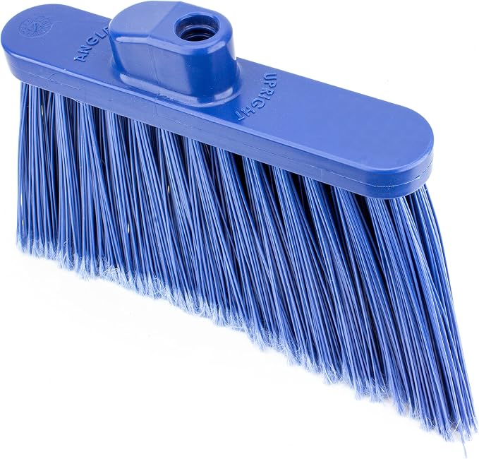 SPARTA Plastic Broom Head, Angled, Flagged for Small Debris Indoor, Outdoor, Home, Restaurant, Lobby, Office, 12 Inches, Blue