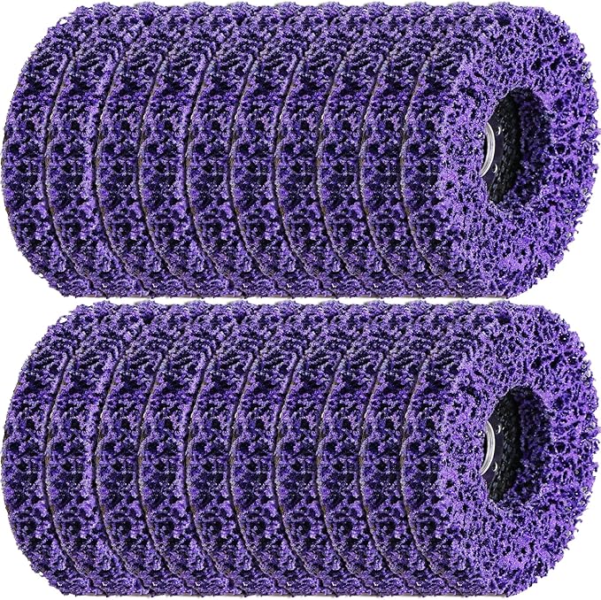 20 Pcs 4" x 5/8" Strip Discs Bulk, Paint Stripping and Rust Removal Wheels for Angle Grinders, Abrasive Grinding Discs for Metal, Wood, and Fiberglass, Purple
