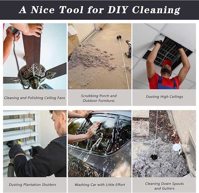 Chimney Sweep Kit Chimney Brush Kit Chimney Cleaning Kit, 16FT Dryer Vent Cleaner Kit Duct Cleaning Tools, Dryer Vent Cleaning Kit Fireplace Chimney Brushes-12pcs Flexible Rods, 2pcs 6in Chimney Brush