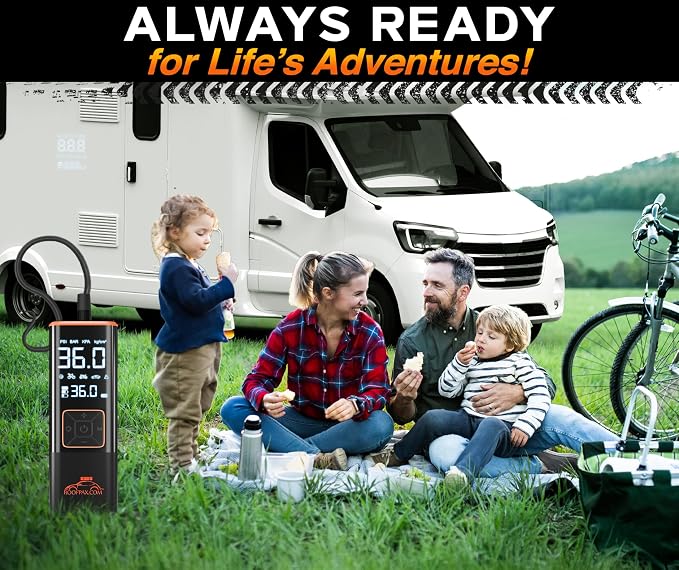 RoofPax Car Tire Inflator Portable Air Compressor 150 PSI Battery Powered 3x Faster Portable Tire Inflator for Car with Digital Pressure Gauge Auto Air Pump