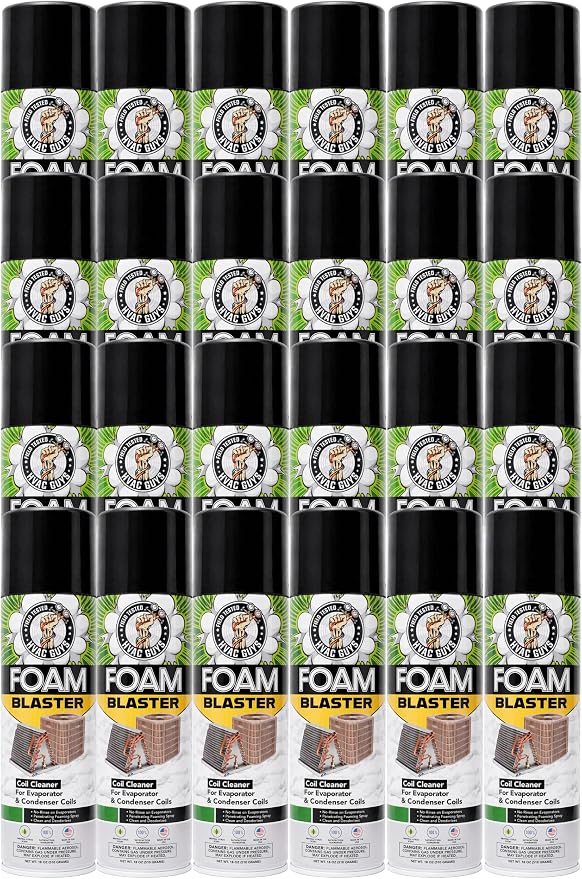 Leak Saver Foam Blaster AC Coil Cleaner Foam Spray | HVAC Coil Cleaner for AC Unit | Professional Deep-Penetrating Formula for Evaporator (No Rinse) & Condenser (Light Rinse) - 24 Pack