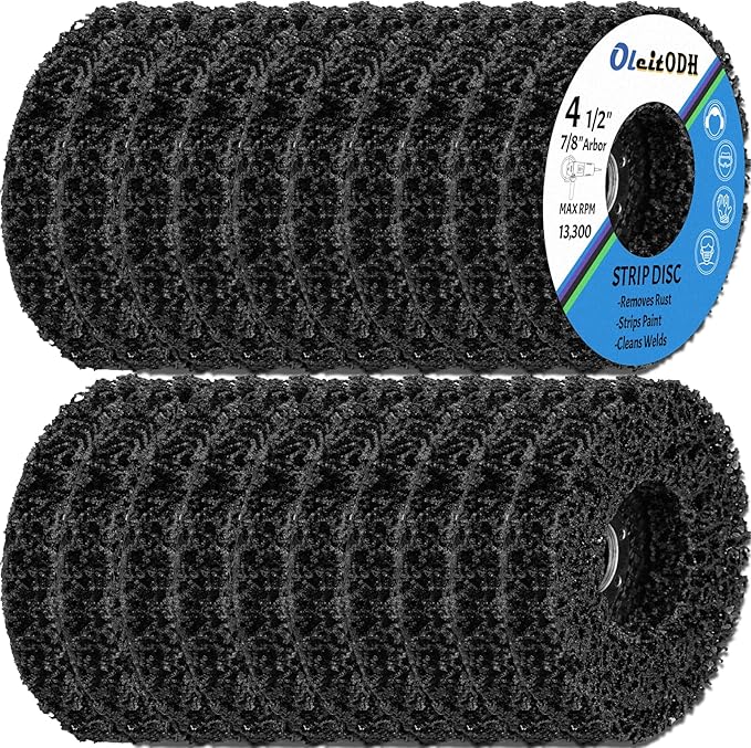15 Pcs 4-1/2" x 7/8" Strip Discs Bulk, Paint Stripping and Rust Removal Wheels for Angle Grinders, Abrasive Grinding Discs for Metal, Wood, and Fiberglass, Black