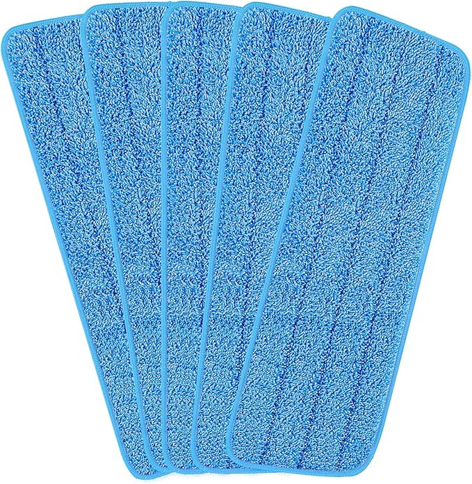 5 Pack Microfiber Mop Replacement Pads for Wet Mop Floor Cleaning Pad Fit All Spray Mops