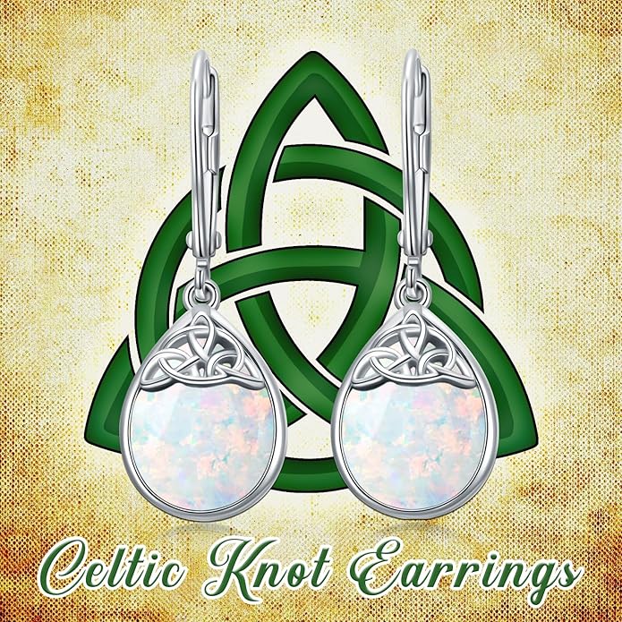 PELOVNY Celtic Knot Filigree Earrings for Women 925 Sterling Silver Moss Agate/Birthstone Infinity Earrings Birthday Christmas Jewelry Gifts for Mom Daughter Wife Sister