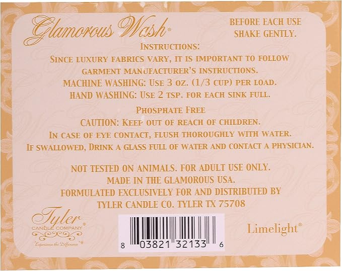 Limelight Glamorous Wash 32 oz Fine Laundry Detergent by Tyler Candles