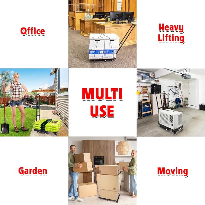 dbest Products Trolley Dolly Platform Cart 6-Wheel Handtruck for Moving, Folding Hand Truck, Telescoping Handle, Expandable Toe Plate & Includes 2 Bungee Chords, Carretilla plegable