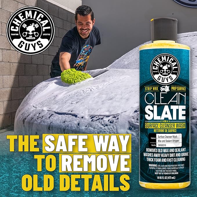 Chemical Guys CWS80364M Car Wash Starter Bundle - Clean Slate Deep Surface Cleaning Car Wash Soap, 64 oz (.5 Gallon) Citrus Scent + Chenille Wash Mitt (2 Items) Works on Cars, Trucks, SUVs, & More