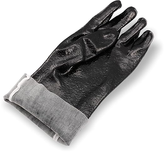 San Jamar Dish Washing/Utility Gloves Plastic Pot/Sink Gloves, Heat Protection, Waterproof With 14 Inch Coverage For Commercial Kitchen, Black