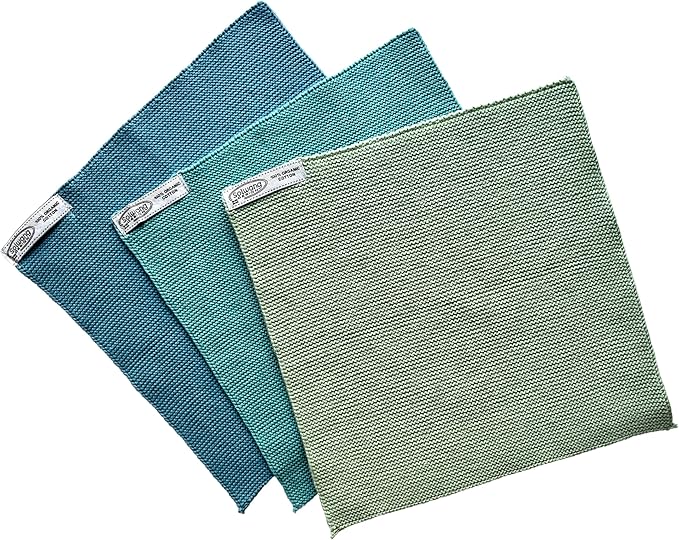 Solwang 3-Piece Danish Cotton Dishcloths in 100% Certified Organic Cotton Made in India (Seafoam Organic Combi)