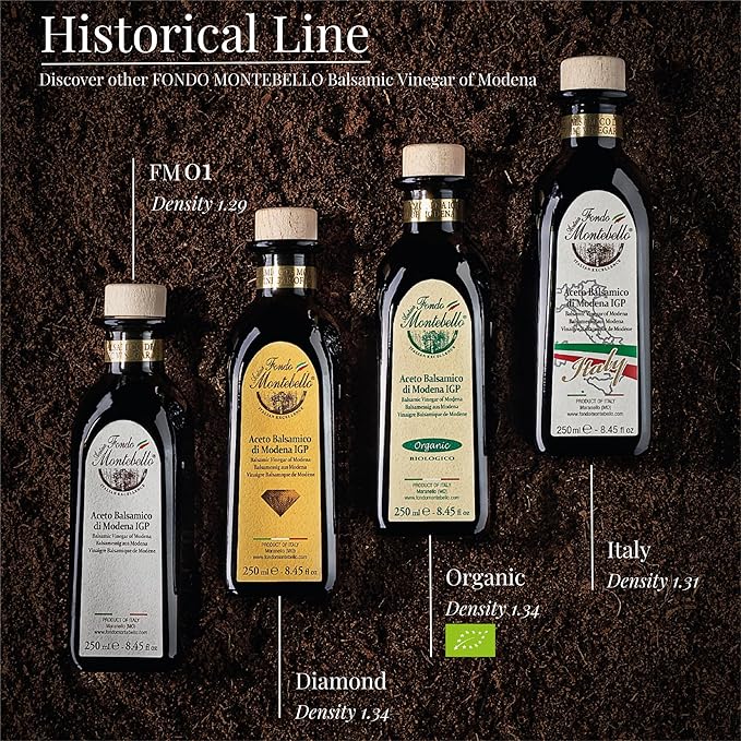 Organic Balsamic Vinegar of Modena 8.45 fl.oz. (250ml), FONDO MONTEBELLO IGP-Certified, Dense and Delicious Organic Balsamic Vinegar, Perfect for Salads, Meats and Desserts - Imported from Italy
