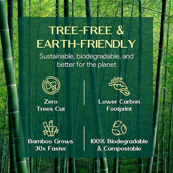 Premium Bamboo Toilet Paper | 3-Ply – Strong & Absorbent | Tree-Free, FSC Certified, BPA/PFAS-Free | Septic-Safe, Lint-Free | 12 Mega Rolls (360 Sheets/Roll) | PALM NAKI
