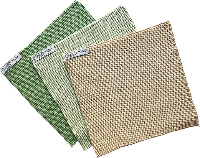 Solwang 3-Piece Danish Cotton Dishcloths in 100% Certified Organic Cotton Made in India (Honeymelon Organic Combi)