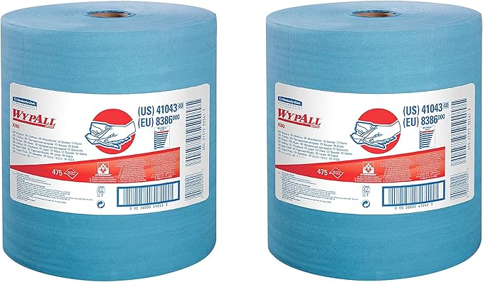 WypAll 41043 X80 Wipers fIteBf with HYDROKNIT, Jumbo Roll, 12 1/2 x 13 2/5, Blue (Pack of 2)