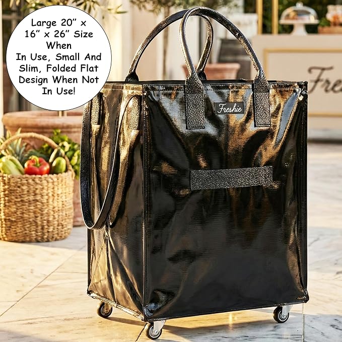FRESHIE Insulated Food Delivery Bag with Cup Holders Drink Carriers Premium XXL, Great for Beverages, Grocery, Catering, DoorDash, Uber Eats, PostMates