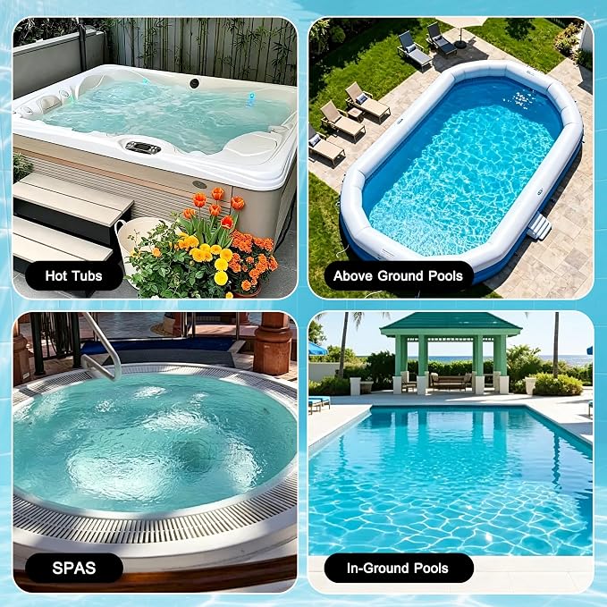 3-in-1 Cordless Pool Vacuum for Above Ground Pool, Handheld Spa Hot Tub Vacuum with 3 Brush Heads, 9.25 GPM Powerful Suction, 70 Mins Running Time, 6.04Ft Max Working Depth, Ideal for Leaves, Debris