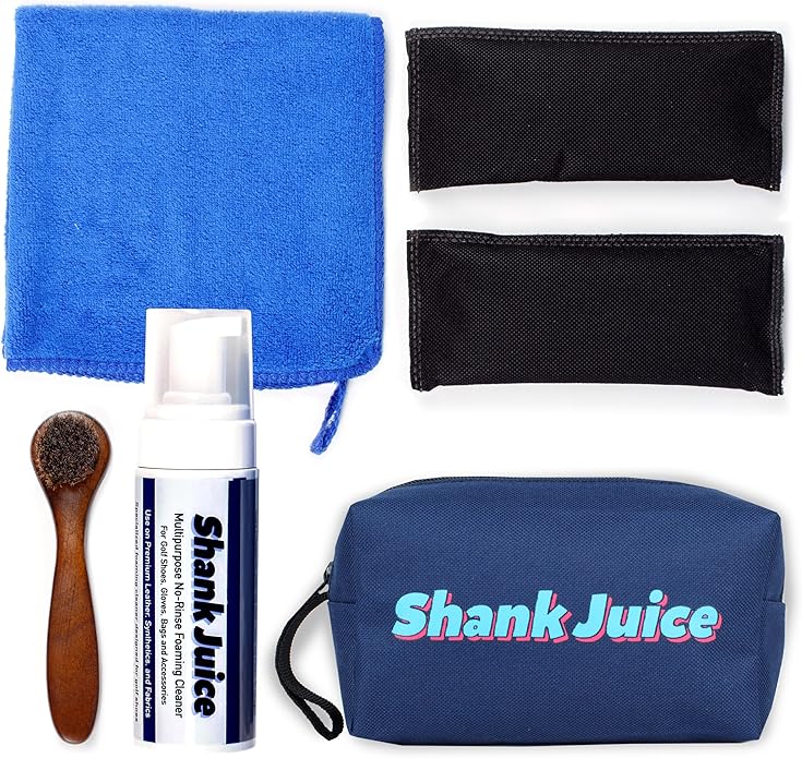 Clean Kit for Golf Shoes and Accessories - 6-item Kit: No Rinse Foaming Cleaner, Brush, Cloth, Cedar Inserts